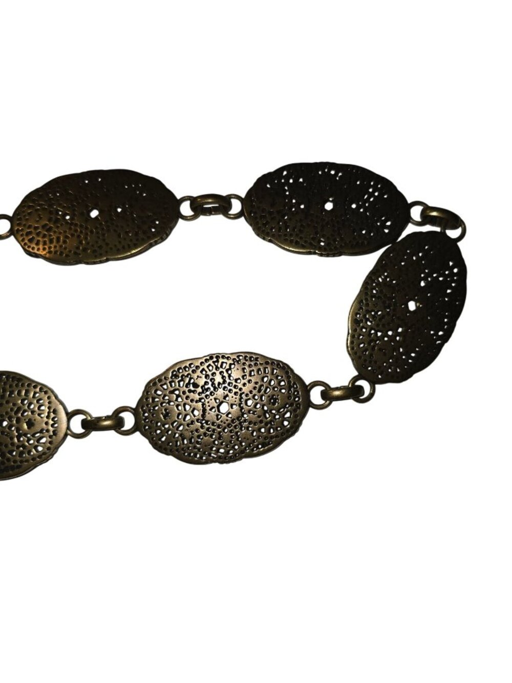 Women's Heavy Thick Brass Goldtone Filigree Concho Cowgirl Cowboy Belt, 30-36" - Picture 4 of 5